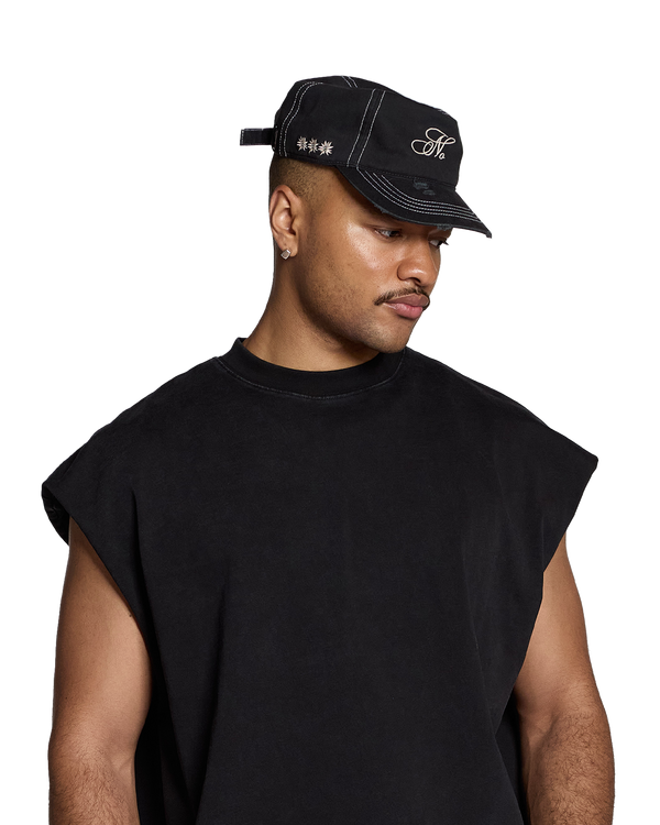 Edelweiss Distressed Cap | Washed Black