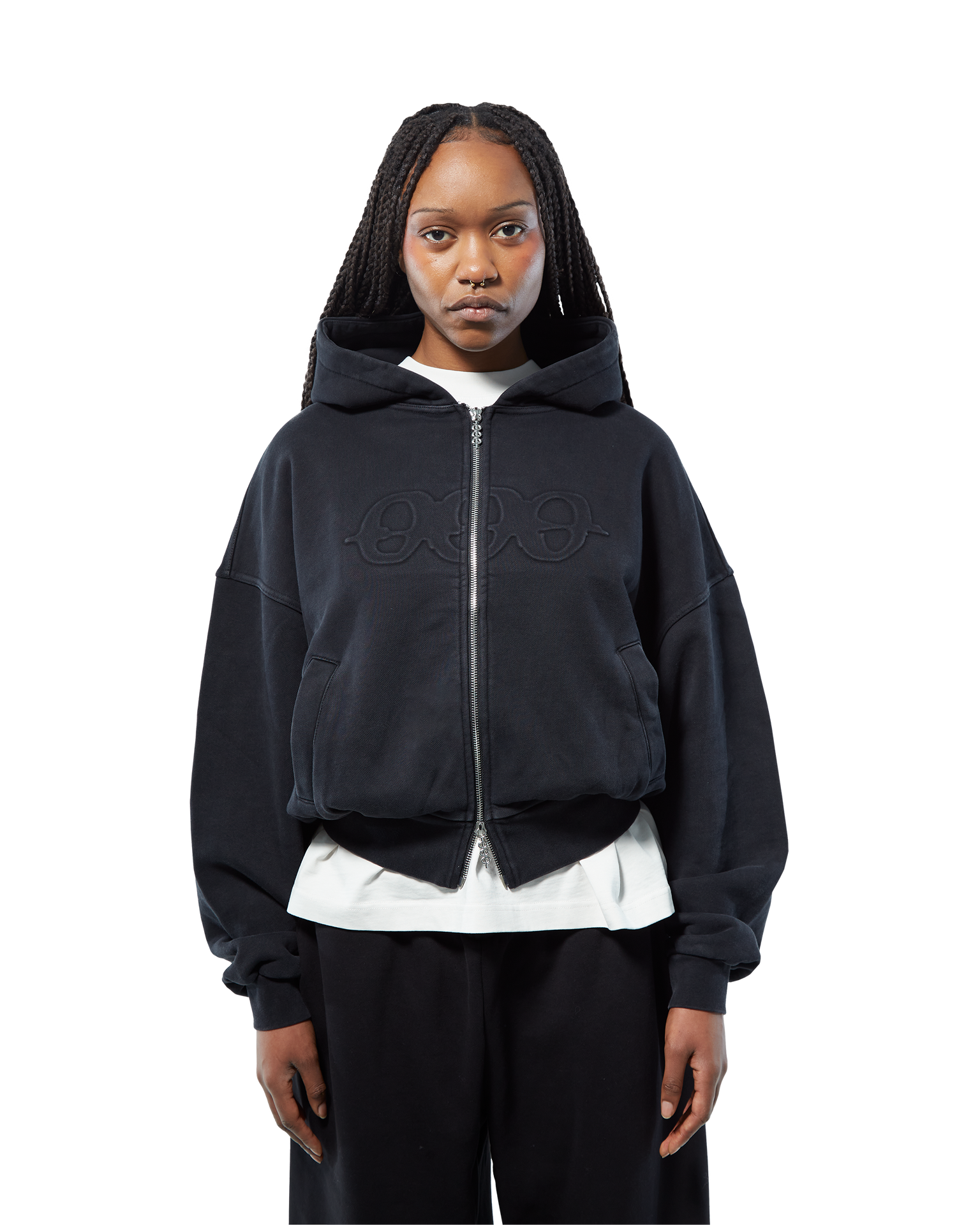 Zipped Hoodie | Washed Black - NOLOGO
