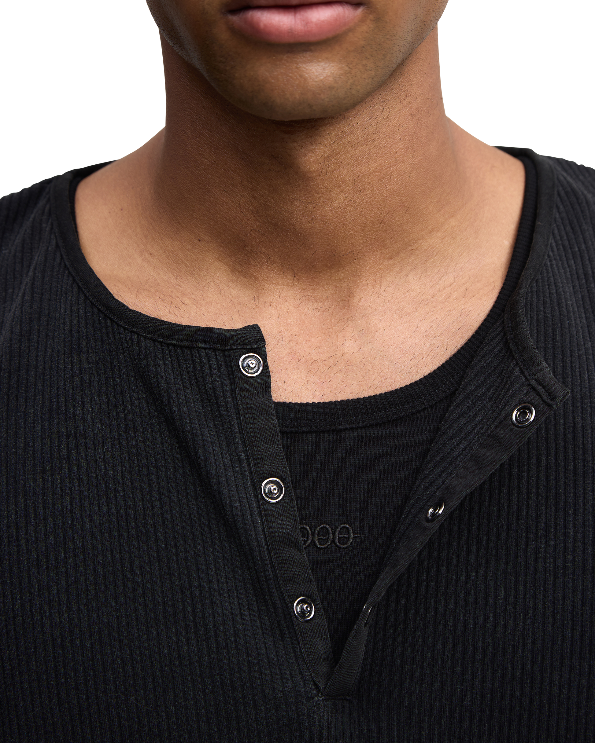 Black Henley button