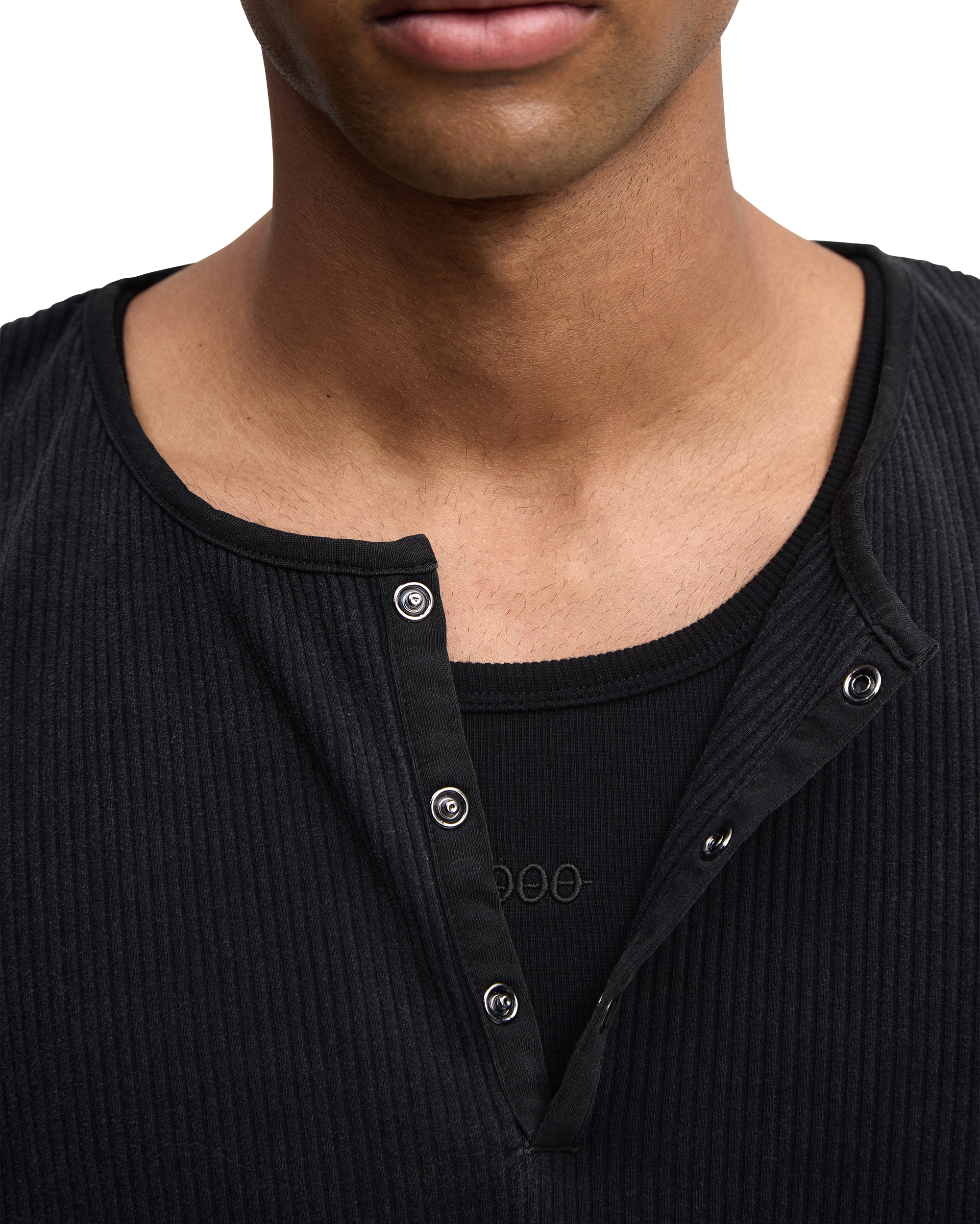 Black Henley button