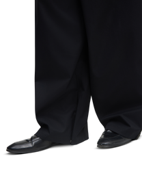 Black track pants - button detail closed