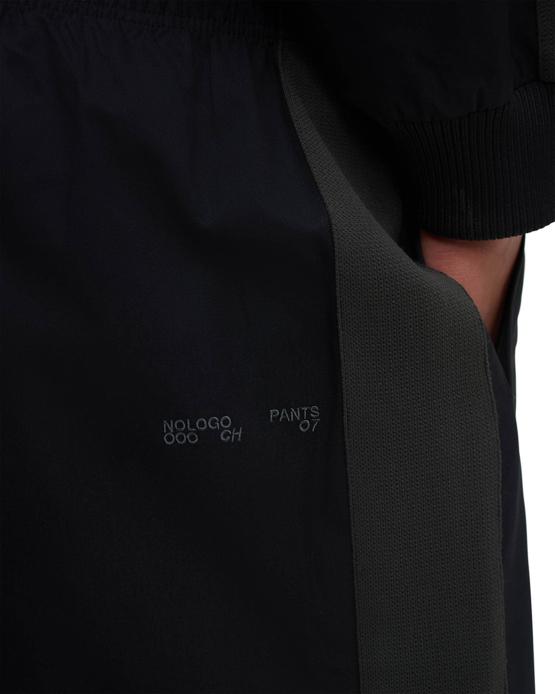 Black track pants -  embroidery