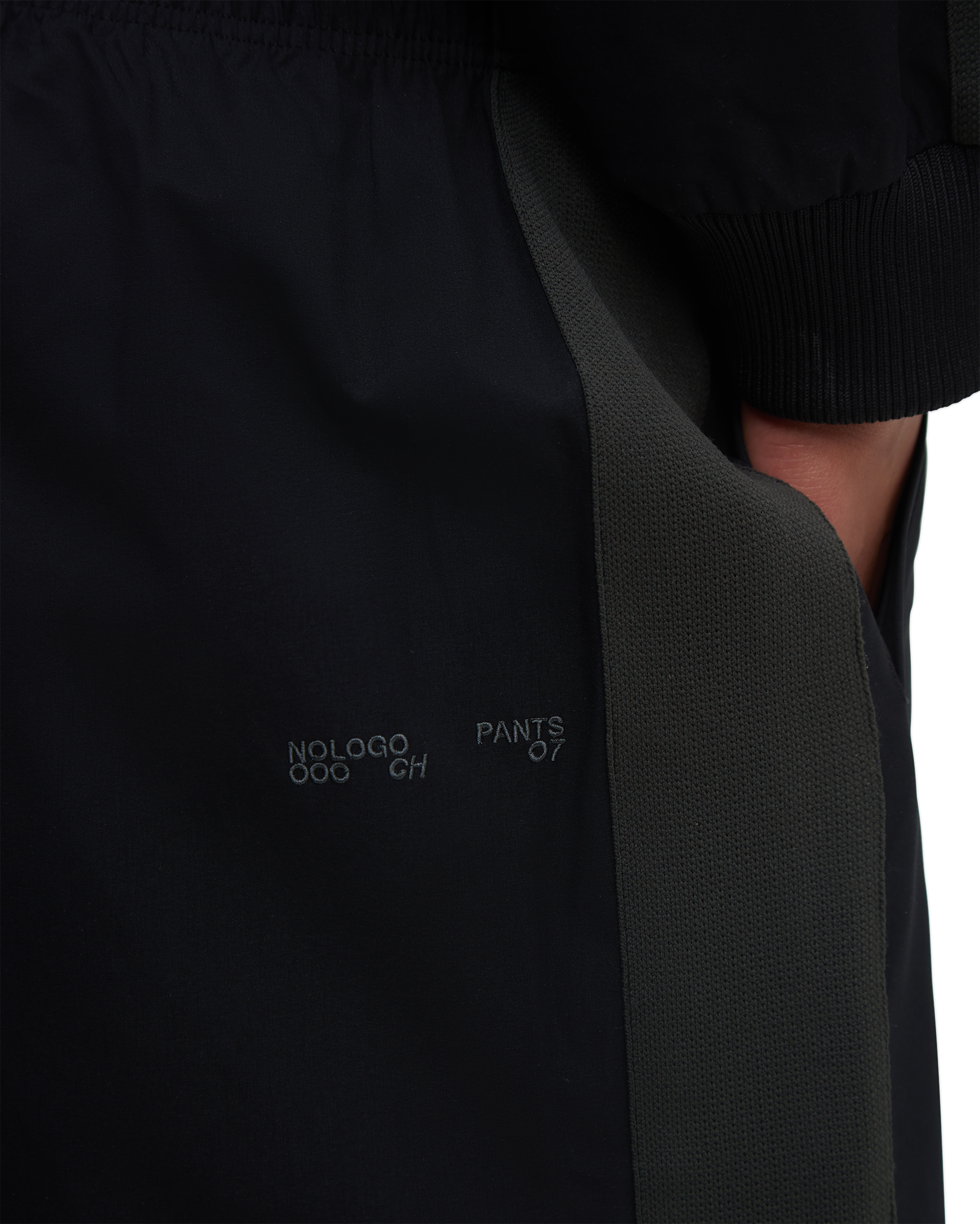Black track pants -  embroidery